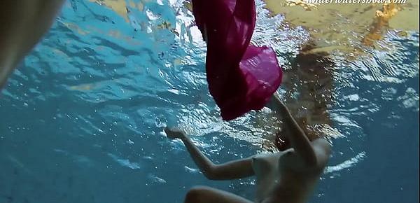  Underwater swimming pool lesbians Lera and Sima Lastova